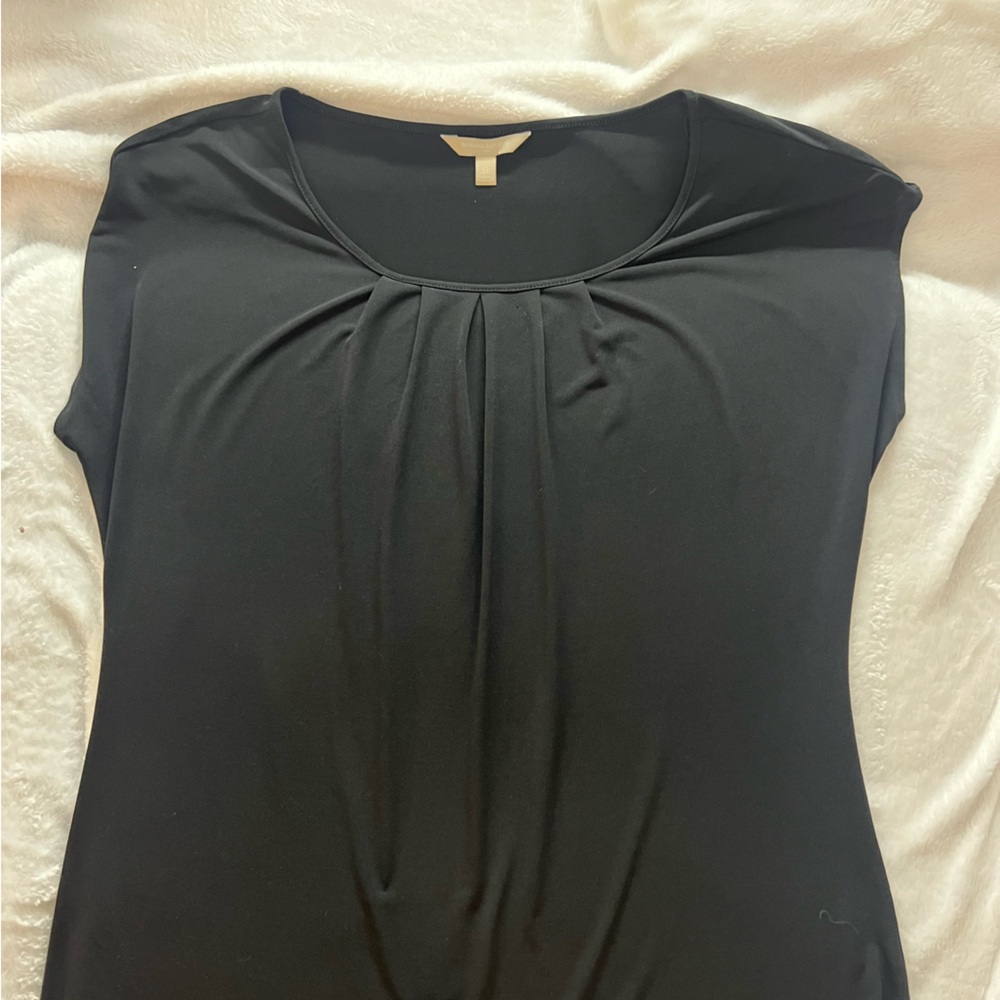 Banana Republic Black Short Sleeve Pleated Front Top